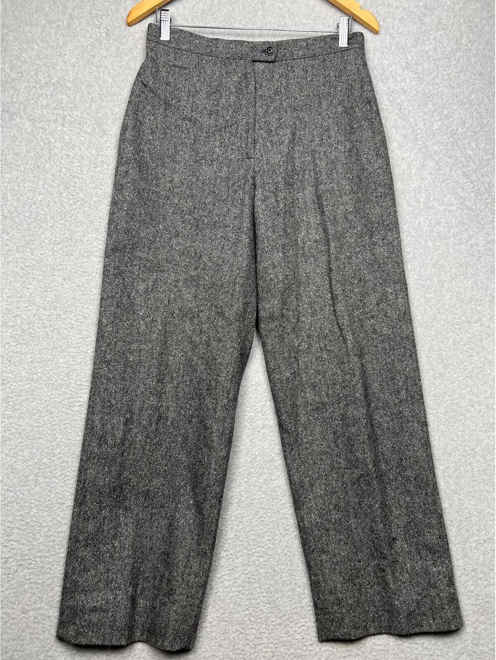 Eddie Bauer Wool Blend Straight Leg Pants Womens Petite 10 Slacks Gray Casual